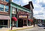 The Stadium Theatre, is an historic movie theater and concert venue and commercial building Woonsocket, Rhode Island. Editorial credit: Ramon Malave Photography / Shutterstock.com