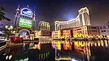 The Venetian Macao and its reflection light up the night in Macao, an autonomous, special administrative region of China.