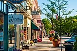 Quaint shops and businesses that go back more than a century on Hudson's Main Street, Ohio. 