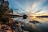 Sunset at Voyageurs National Park in Minnesota.