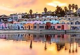 Capitola Village at sunset, California.