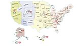 A map showing the most popular time zones of the USA.