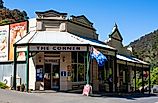  The quaint shopping precinct of the historic gold mining town of Walhalla, Victoria
