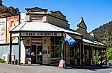 The quaint shopping precinct of the historic gold mining town of Walhalla, Victoria