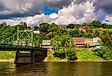 The Northampton Street Bridge over the Delaware River, and Phillipsburg, New Jersey.