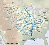 The Mississippi drainage basin includes the Missouri and the Mississippi rivers, the two longest main-stem rivers in the United States, By Shannon1 - Own work, https://creativecommons.org/licenses/by-sa/4.0, https://commons.wikimedia.org/w/index.php?curid