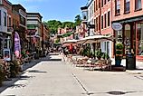 Downtown Galena, Illinois, with its shops and restaurants. Editorial credit: Ben Harding / Shutterstock.com.