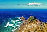 Pacific ocean meets Tasman sea, Cape Reinga, New Zealand.