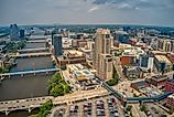 Aerial View of Downtown Grand Rapids, Michigan during Summer