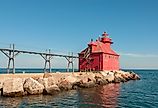 Lighthouse at Sturgeon Bay Ship Canal Pierhead in Door County, Wisconsin.