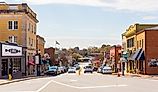 Wide Angle view to the south down Main Street in Belmont, North Carolina. Editorial credit: Nolichuckyjake / Shutterstock.com