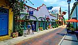 Aviles street shopping district in the Historic St. Augustine, FL. Editorial credit: Dennis MacDonald / Shutterstock.com