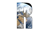 The Letter "R" decorated in the features of Planet Earth.