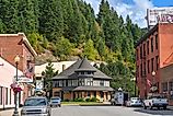 The old Railroad Museum in front of lush forests in Wallace, Idaho. Editorial credit: Kirk Fisher / Shutterstock.com
