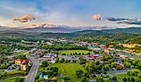 Aerial view of Pigeon Forge and Sevierville, Tennessee.