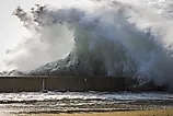 Huge wave by the ocean. 