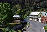 The tiny gold rush town of Walhalla is situated in Gippsland in a deep valley in the Victorian Alps and is a popular tourist destination. Image credit Norman Allchin via Shutterstock.com