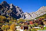 The scenic mountain town of Leukerbad, Switzerland.
