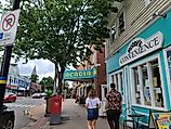 Main Street of Wolfville, Nova Scotia. Image credit Patrick Hatt via Shutterstock.com.