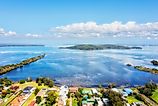 Lakeshore of Lake Macquarie in Swansea regional community town on Pacific coast. 