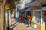 Historic buildings in the Bristol Historic District in Bristol, Rhode Island.