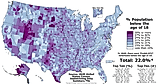 Proportion of Americans under the age of 18 in each county of the fifty states, the District of Columbia, and Puerto Rico as of the 2020 United States census. By Abbasi786786 - Own work, CC BY-SA 4.0, https://commons.wikimedia.org/w/index.php?curid=113128