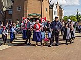 Folk dance in national dutch costume during the Tulip Time Festival of Pella's d
