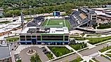 An aerial view of the Pro Football Hall of Fame and Tom Benson Hall of Fame Stadium in Canton, Ohio. Editorial credit: Grindstone Media Group / Shutterstock.com