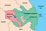 A map showing the location of Nagorno-Karabakh.