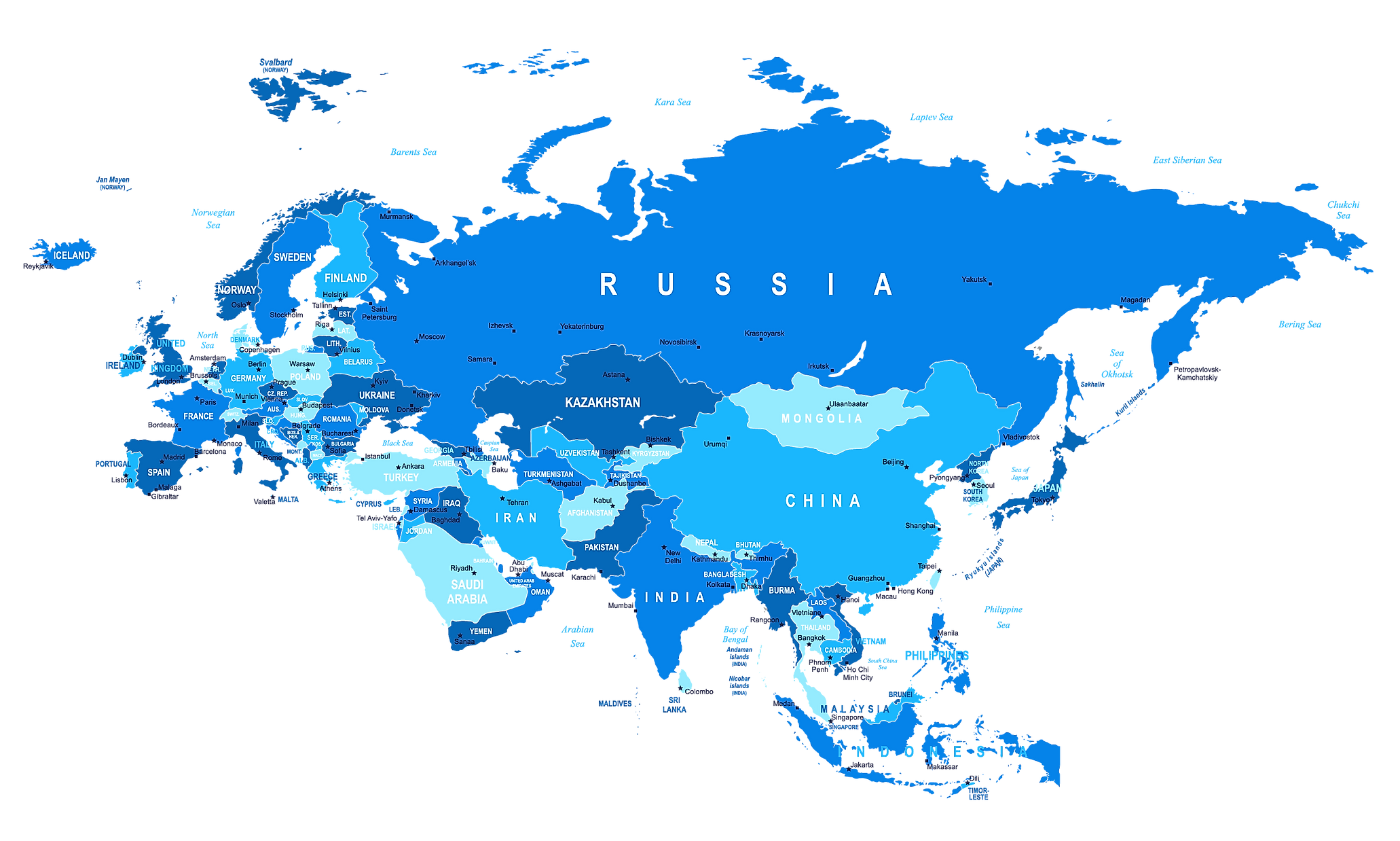 Europe Asia Map With Countries 