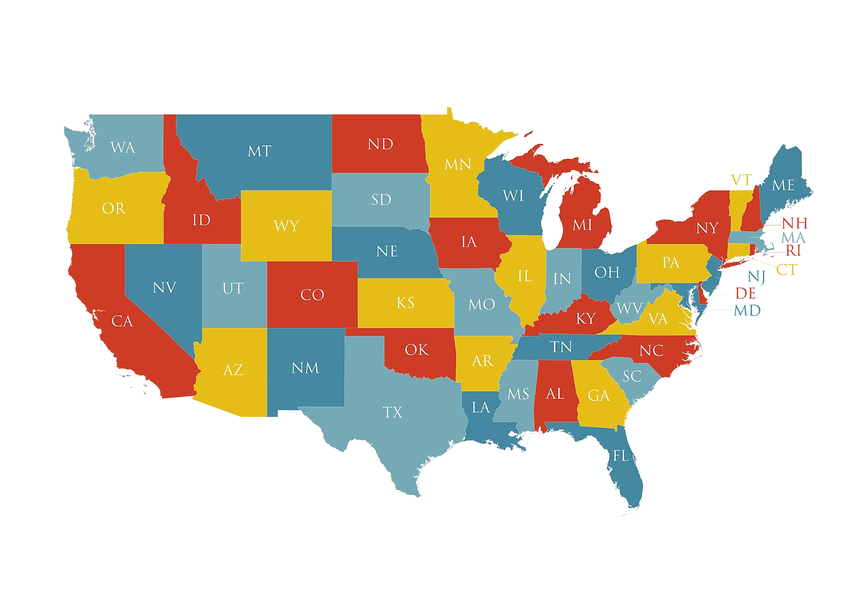 Usa Map With State Abbreviations Atlanta Map