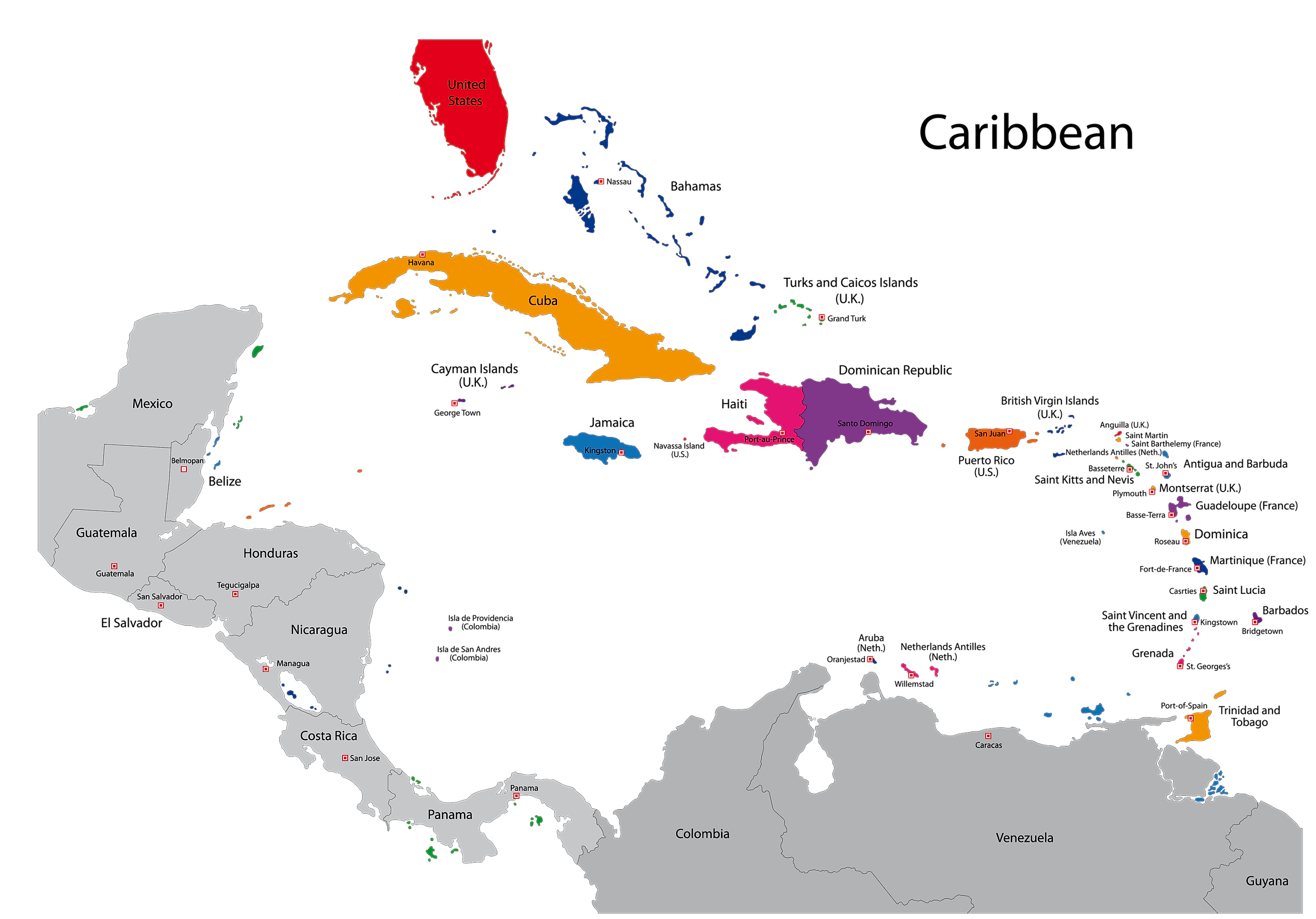 Caribbean Countries Map Png 