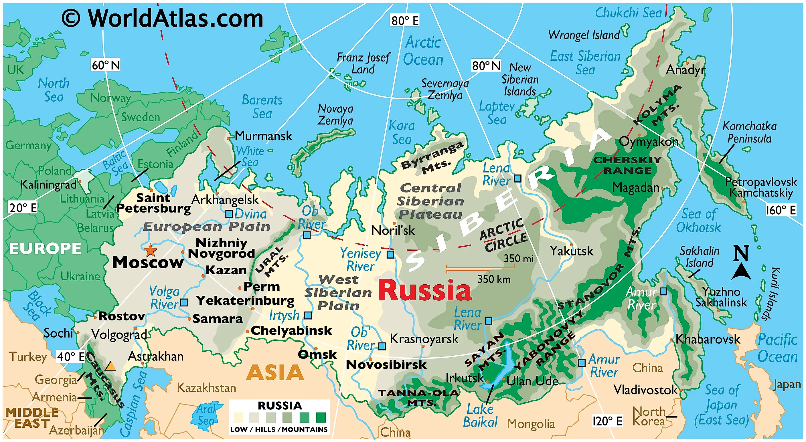 urals mountains map