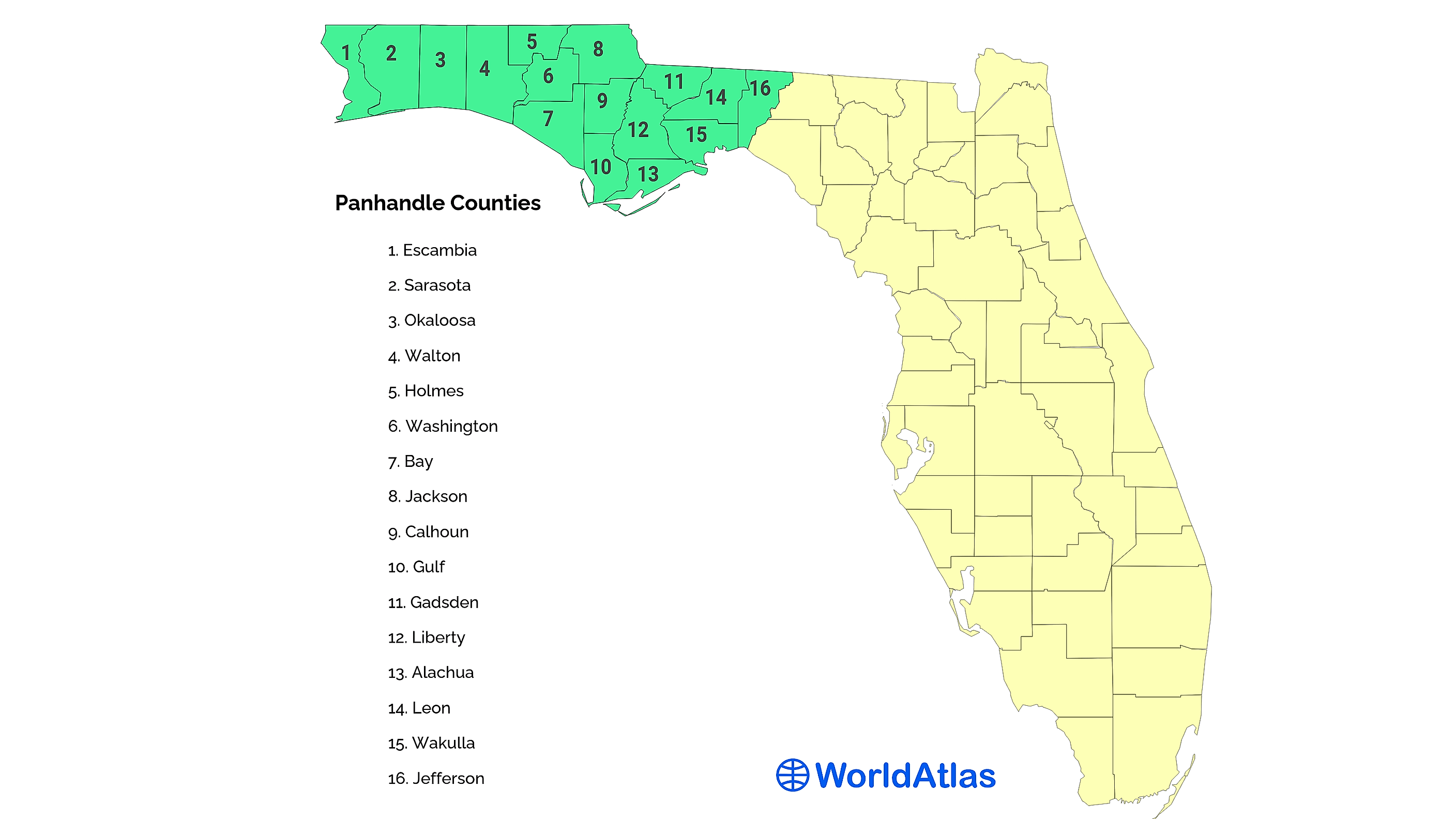 Time Zone Map Florida Panhandle Florida Panhandle Worldatlas