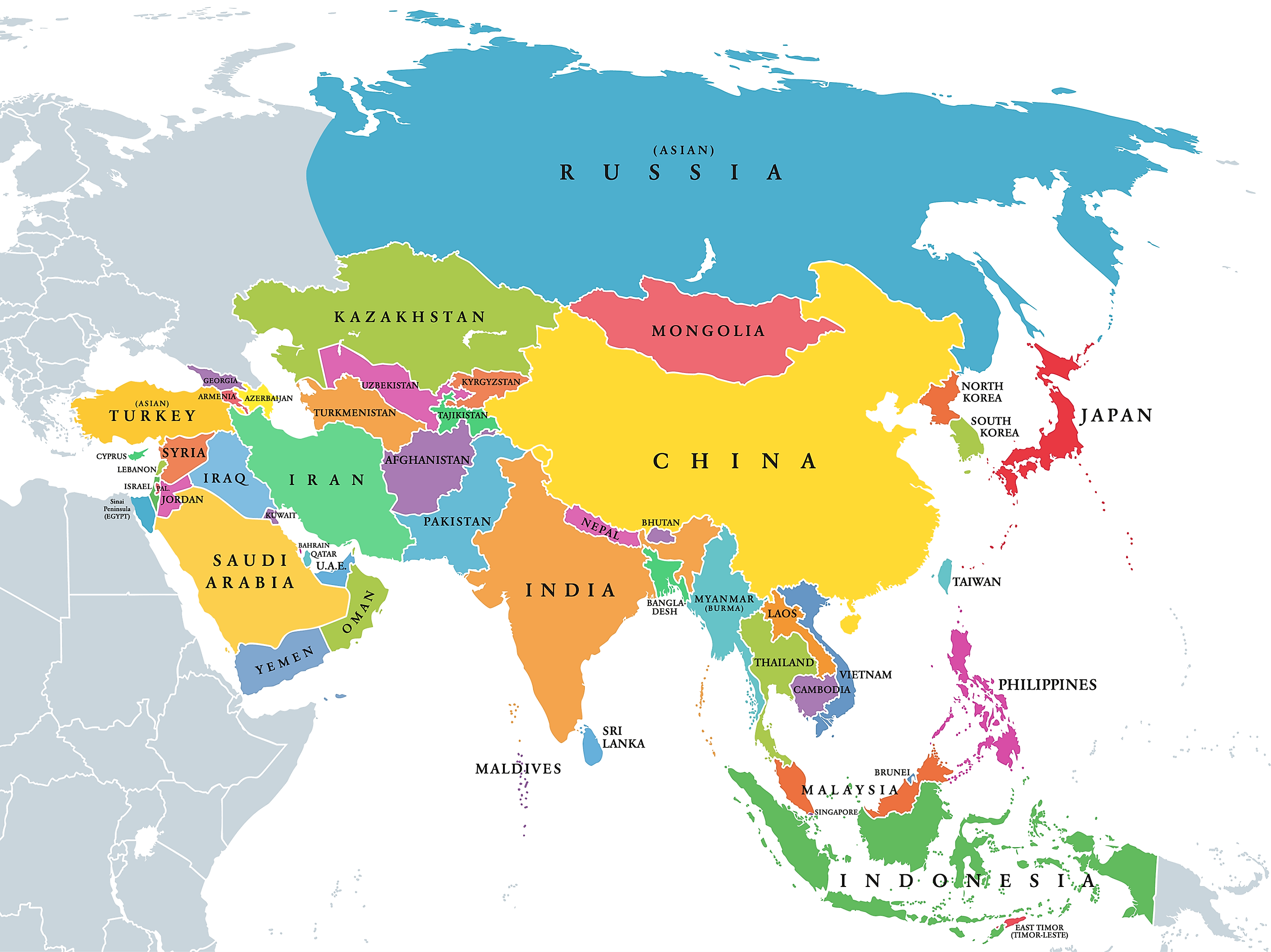 Asia на русском. Политическая карта средней Азии 2022. Политическая карта Азии со странами на русском. Политическая карта Азии 2022. Политическая карта Азии 2023.