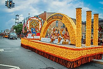 A float celebrating Cherokee culture in Tahlequah, Oklahoma. Image: Vineyard Perspective / Shutterstock.