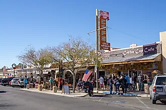 USA, NV, BOULDER CITY - NOV 25, 2017 - Cafe and restaurant center of Boulder City