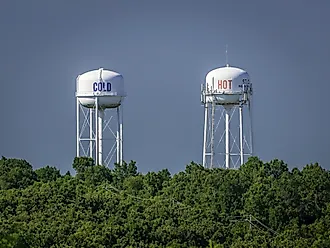 the city of St. Clair, MO must have sense of humor to label their twin water towers. Credit: Dave Adams Images/Shutterstock.com