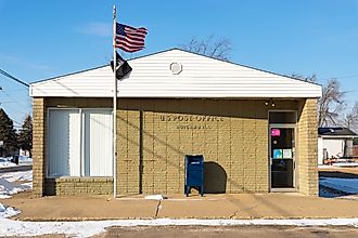 Rutland Post Office in Rutland, Illinois, on a sunny morning. Editorial credit: Eddie J. Rodriquez / Shutterstock.com