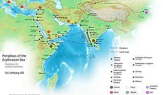 Names, routes and locations of the Periplus of the Erythraean Sea (1st century AD). By George Tsiagalakis - Own work, CC BY-SA 4.0, https://commons.wikimedia.org/w/index.php?curid=37514360