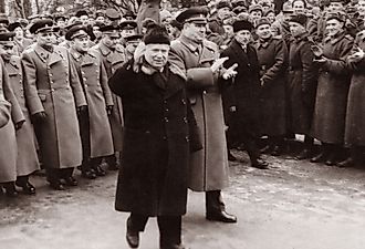 Khrushchev N. S. at a meeting of soldiers of the GSVG garrison. Soldiers and military commanders meet the General Secretary of the CPSU Central Committee (Editorial credit: Antares_NS / Shutterstock.com)