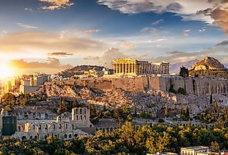 The Acropolis of Athens, Greece, with the Parthenon Temple on top of the hill during a summer sunset. Image credit: Sven Hansche via Shutterstock