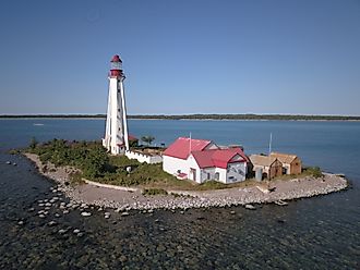 The Caribou Island Lighthouse on Lake Superior.
