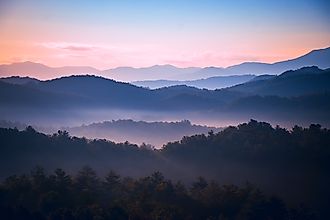 Sunrise over the Great Smoky Mountains in Tennessee. 