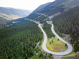 Hairpin turn along the Beartooth Highway that runs between Red Lodge, Montana, and Yellowstone National Park 
