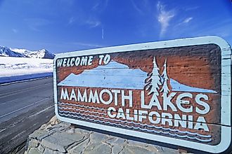 Welcome to Mammoth Lakes California sign. Editorial credit: Joseph Sohm / Shutterstock.com
