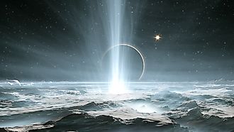 The huge geysers on Jupiter's icy moon Europa. 3d illustration