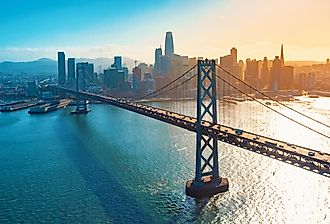 Aerial view of the Bay Bridge in San Francisco, California.