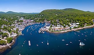 Aerial view of Camden, Maine.