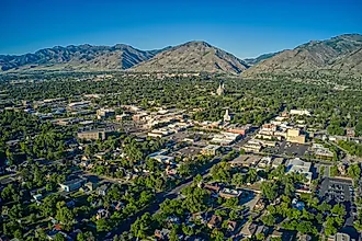 Aerial view of Logan, Utah in summer